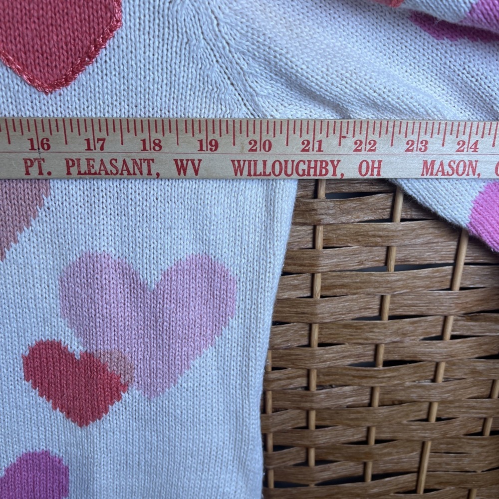 NORTHERN ISLES PINK HEARTS BUTTON FRONT LONG SLEEVE SWEATER SZ XL Valentines Day - Picture 5 of 7